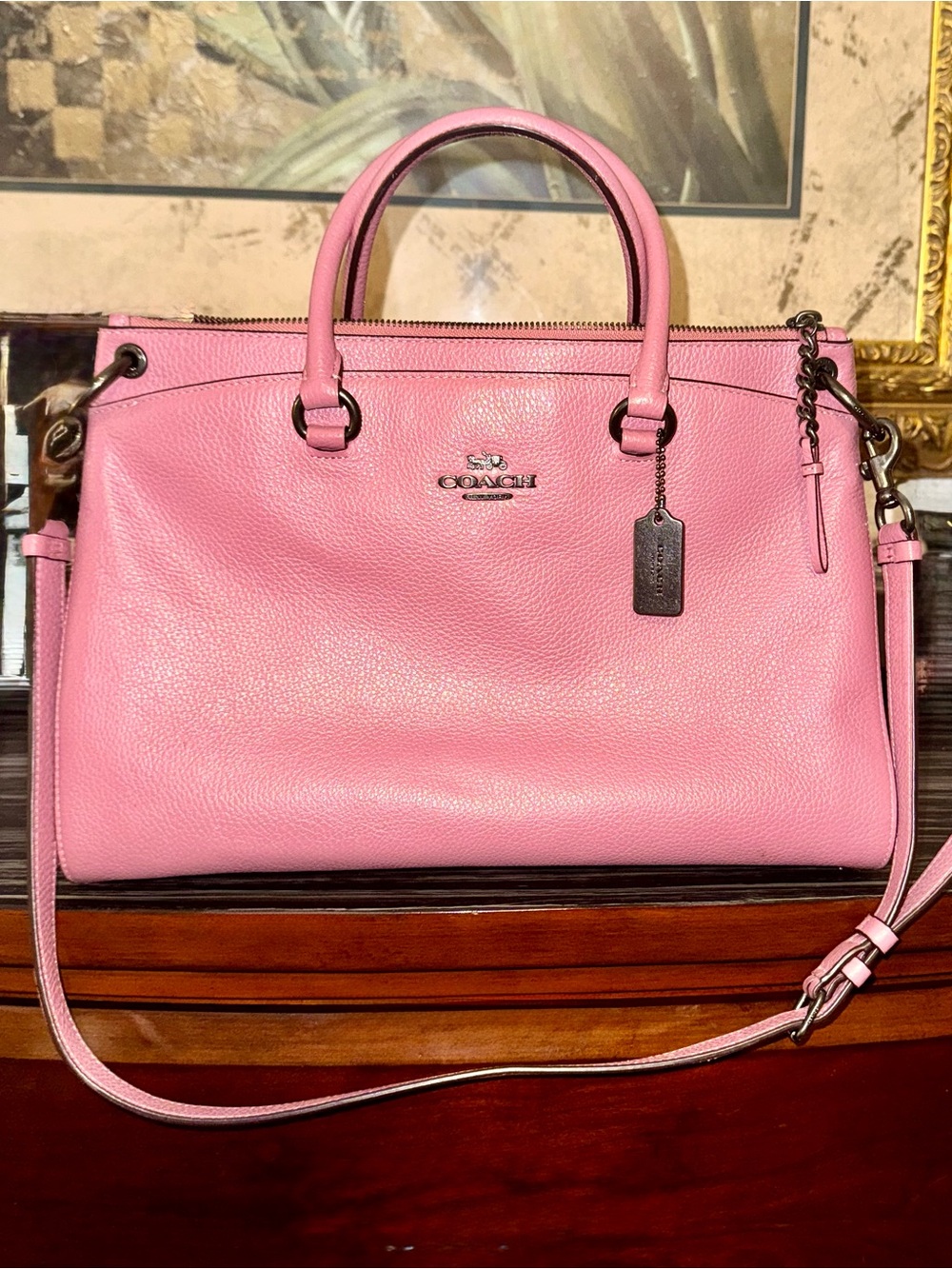 Coach Dusty Pink Mia Leather Satchel with Strap 2019 (F77884) - EUC $499 MSRP - Picture 2 of 15